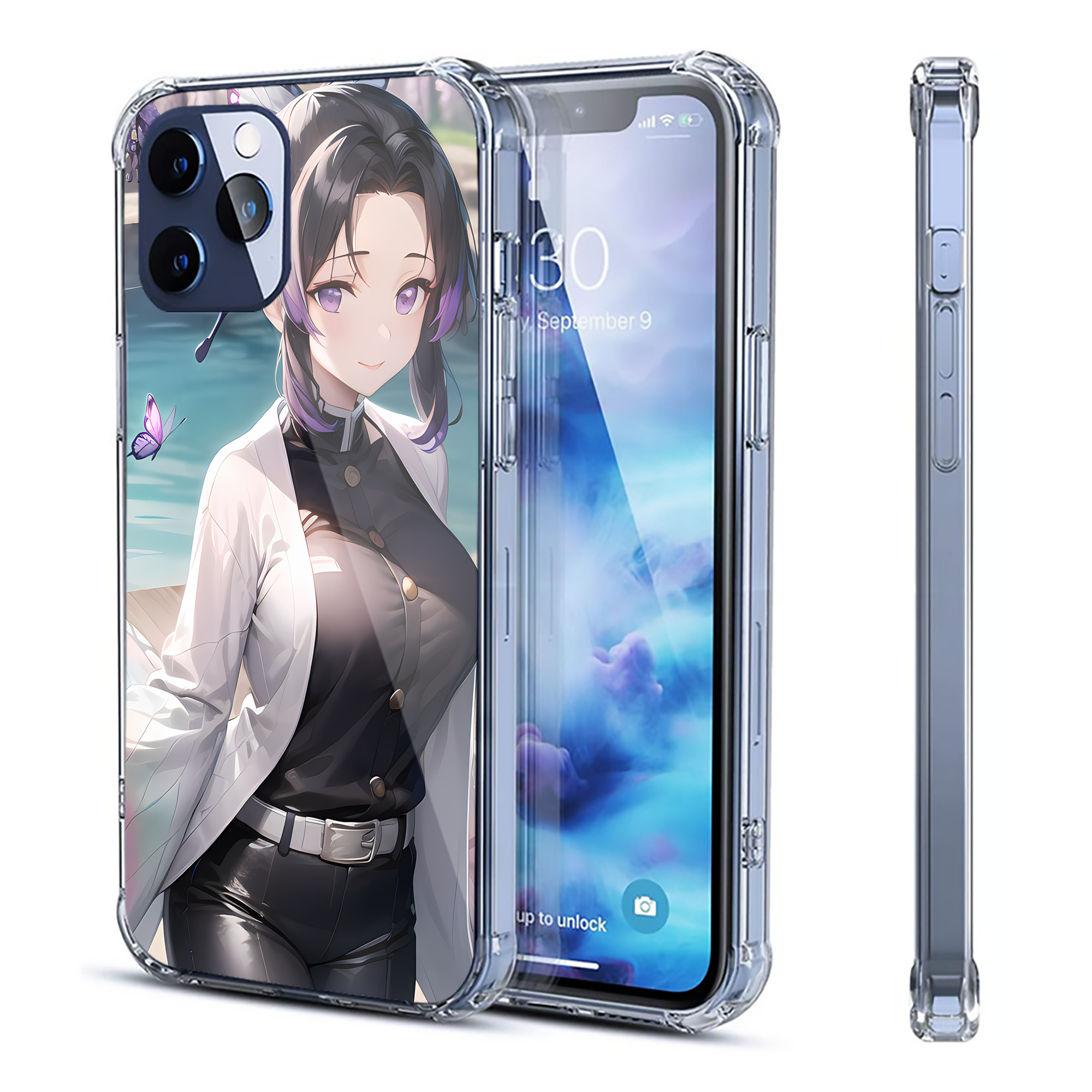 （画像用） 鬼滅の刃（きめつのやいば）蟲柱-胡蝶 しのぶ／こちょう しのぶ Kochou Shinobu 【iPhone 12シリーズ対応】透明スマホケース（クリアソフトケース）